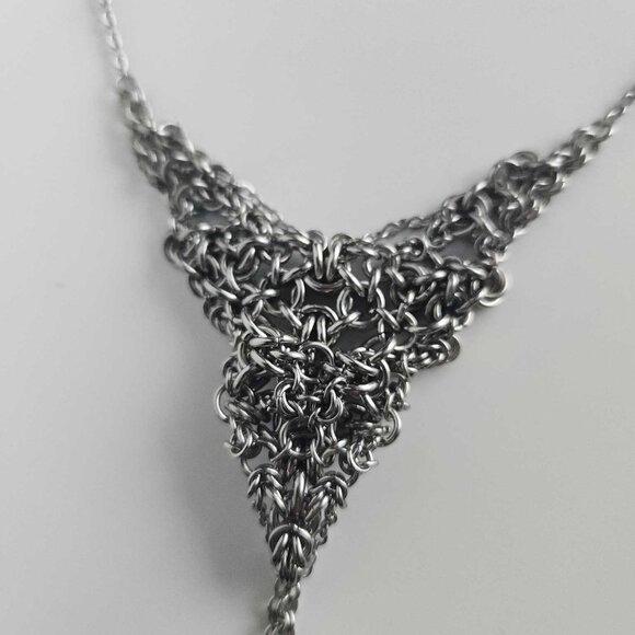 Vintage starlight silver rosary necklace ✦ unique handmade chainmail necklace ✦ - Picture 7 of 9